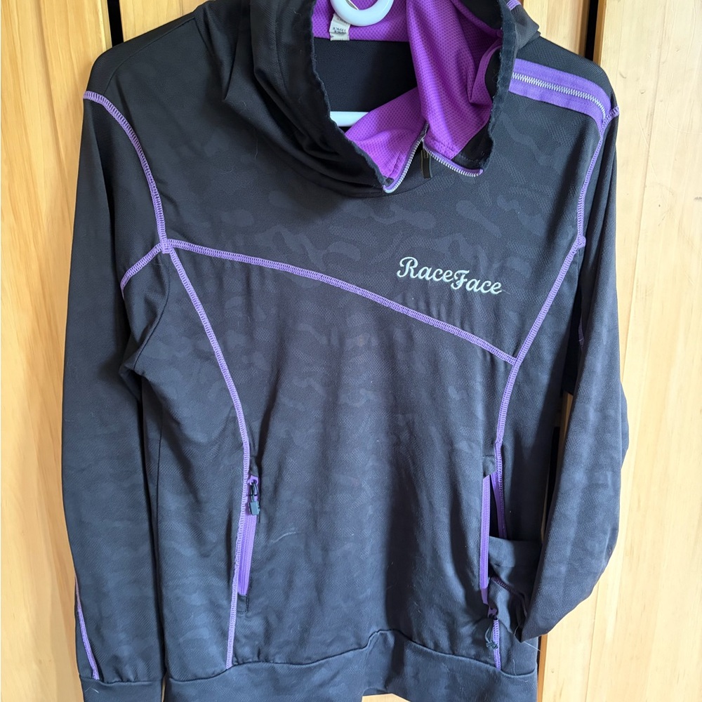 RaceFace Black Pullover Hoodie with Purple Trim